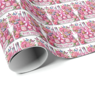 Cute tiled girls baby shower  wrapping paper