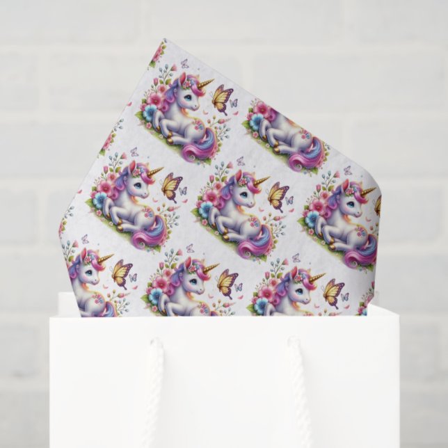 Cute tiled girls unicorn party  tissue paper (Gift Bag)
