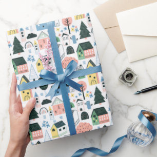 cute tiled house warming party  wrapping paper