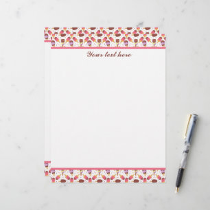 Cute tiled ice cream pattern customizable letterhead