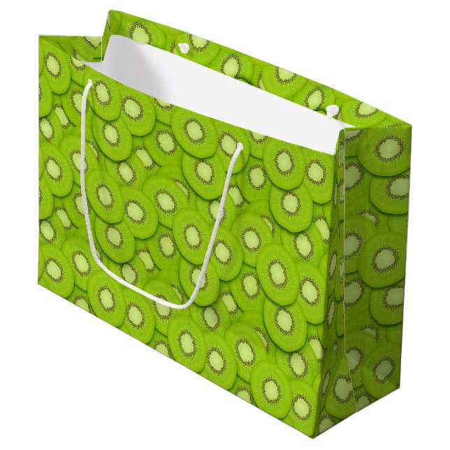 cute tiled kiwi fruit party pattern  large gift bag (Front Angled)