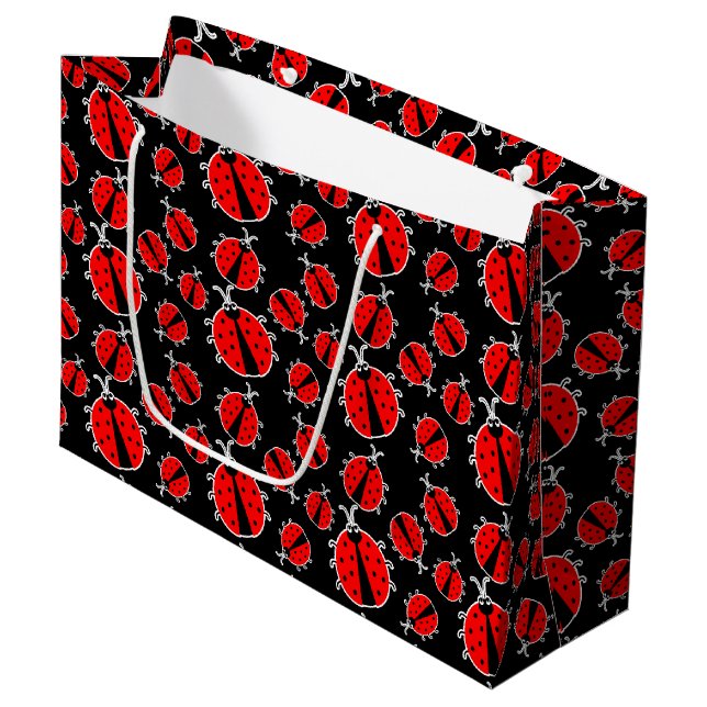 cute tiled lady bug pattern  large gift bag (Front Angled)