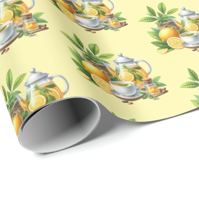Cute tiled lemon tea pattern  wrapping paper (Roll Corner)
