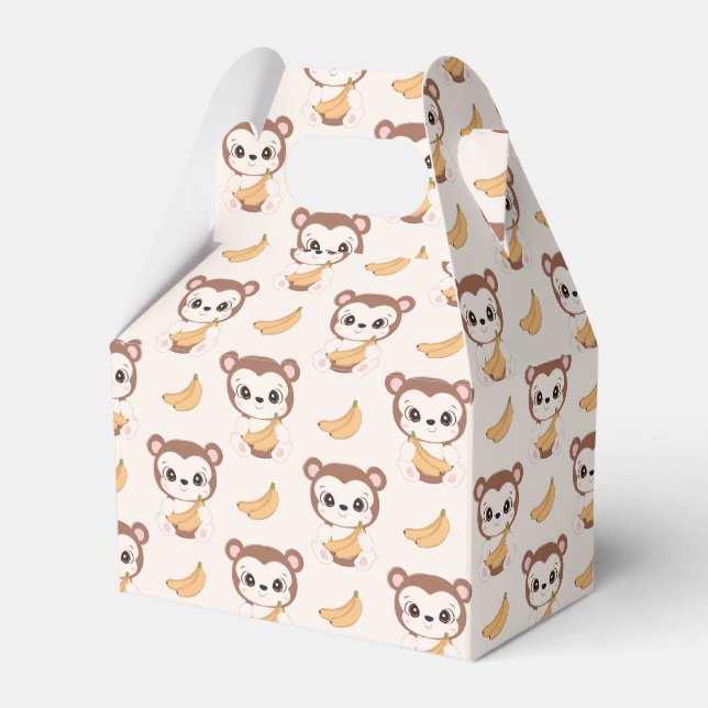 cute tiled little monkey pattern party  favor box (Front Side)
