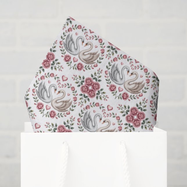 Cute tiled love birds Wedding Tissue Paper (Gift Bag)