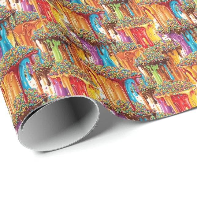 Cute tiled melting ice cream pattern wrapping paper (Roll Corner)