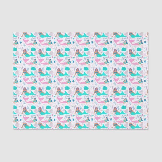 cute tiled mermaid lovers party  tissue paper (Front)