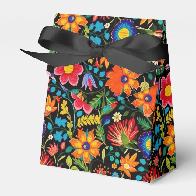 Cute tiled Mexican fiesta flowers  Favor Box (Front Side)