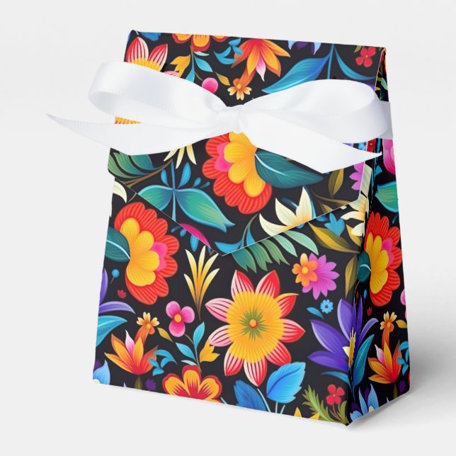 Cute tiled Mexican fiesta flowers Favor Box (Front Side)
