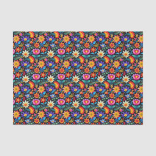 Cute tiled Mexican fiesta flowers  Tissue Paper