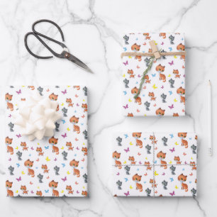 Cute tiled Mom baby cats tiled pattern unisex Wrapping Paper Sheet