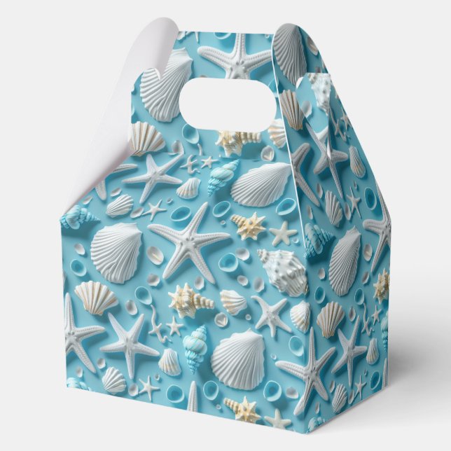 Cute tiled seashell pattern beach party  favor box (Front)