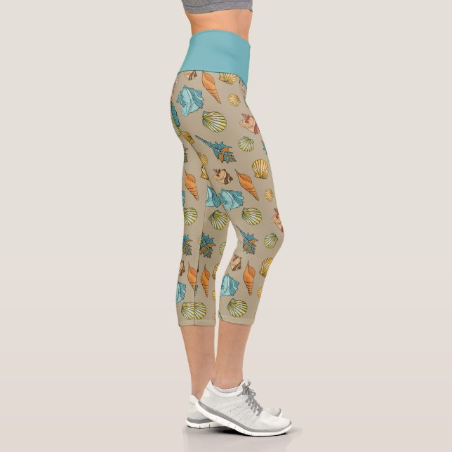 cute tiled seashell pattern capri leggings (Right)