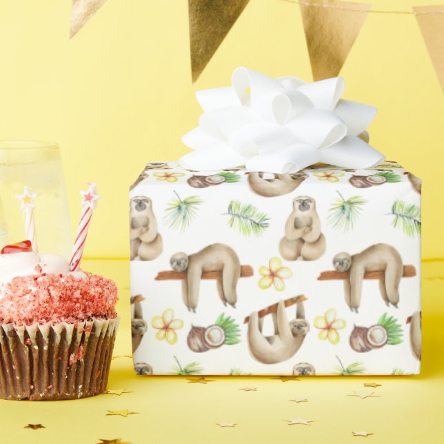 cute tiled sloth Birthday party Wrapping Paper (Birthday Party)