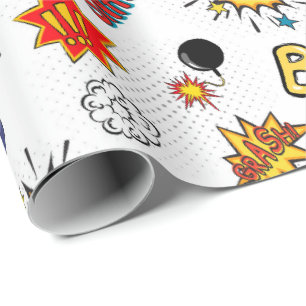 cute tiled superhero kids party wrapping paper