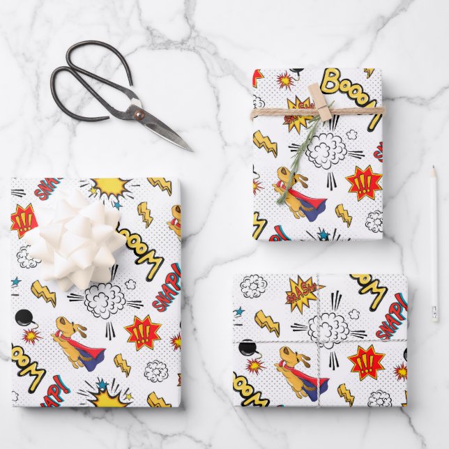 cute tiled superhero kids party  wrapping paper sheet (Front)