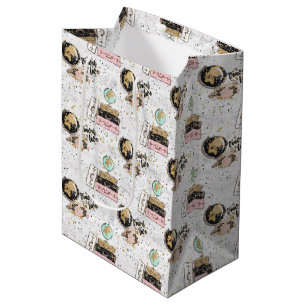 cute tiled travel lovers party pattern  medium gift bag
