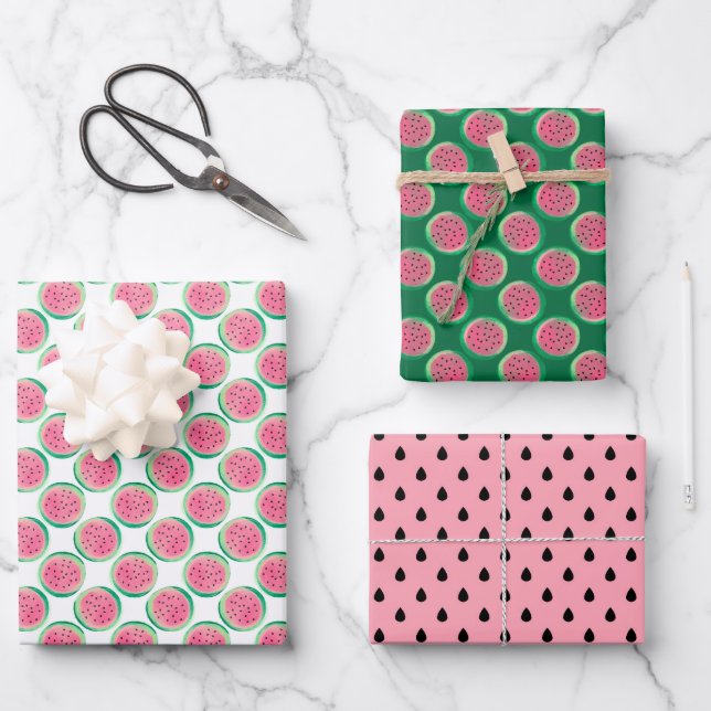 cute tiled water melon pattern party  wrapping paper sheet (Front)