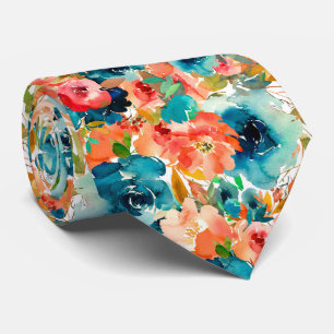 cute tiled watercolor floral pattern  tie