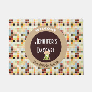 Cute Tiles Personalized Daycare Welcome Doormat