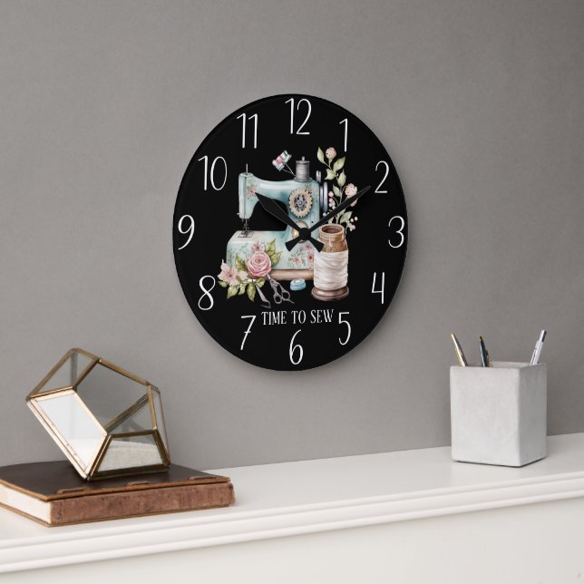 cute time sewing add text  large clock (Office)