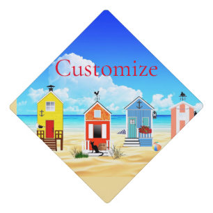 Cute Tiny Beach Shacks Thunder_Cove Graduation Cap Topper