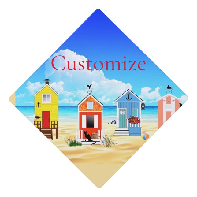 Cute Tiny Beach Shacks Thunder_Cove Graduation Cap Topper (Front)