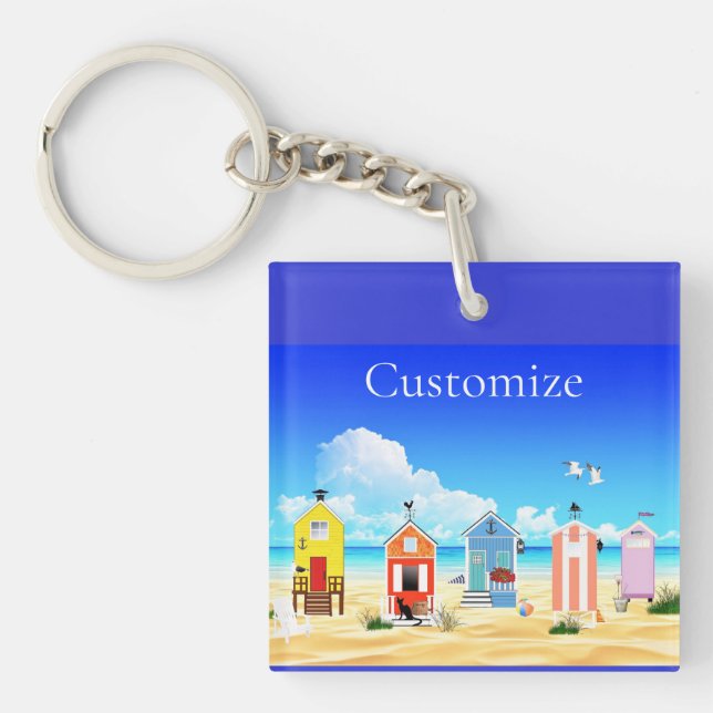 Cute Tiny Beach Shacks Thunder_Cove Keychain (Front)