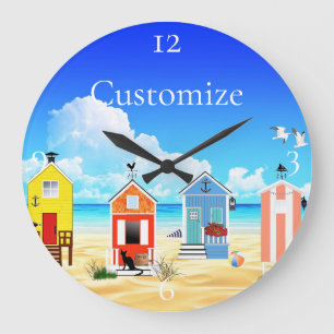 Cute Tiny Beach Shacks Thunder_Cove Large Clock
