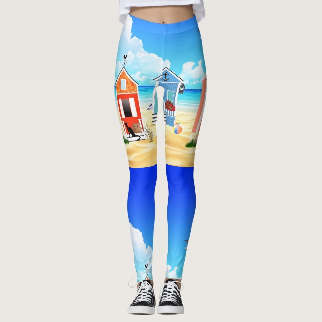 Cute Tiny Beach Shacks Thunder_Cove Leggings (Front)