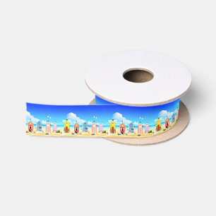Cute Tiny Beach Shacks Thunder_Cove Satin Ribbon