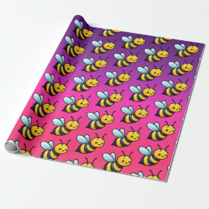 Cute Tiny Cartoon yellow bees pattern  Wrapping Paper