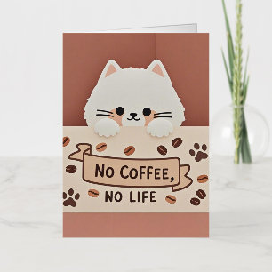 Cute Tiny cat paw prints and coffee beans Foil Greeting Card