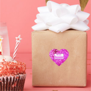 Cute Tiny Hearts Pink Name Heart Sticker