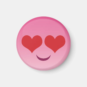 Cute & tiny hearty eyes pink emoji magnet