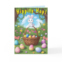Cute & Tiny Hippity Hop Rabbit Easter Card