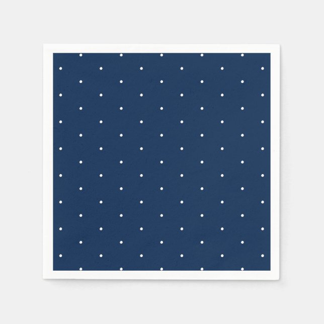 Cute tiny polka dots navy blue white pattern napkin (Front)