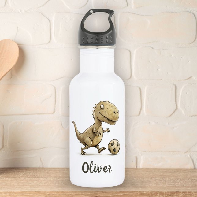 Cute Tiny Trex Playing Football Personalized 532 Ml Water Bottle (Creator Uploaded)