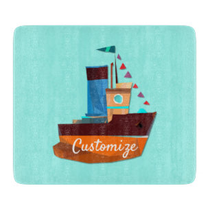 Cute Tiny Tugboat Thunder-Cove Cutting Board