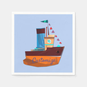 Cute Tiny Tugboat Thunder-Cove Napkin
