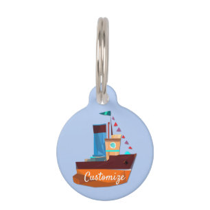 Cute Tiny Tugboat Thunder-Cove Pet Tag
