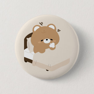 Cute Tired Brown Bear 2 Inch Round Button