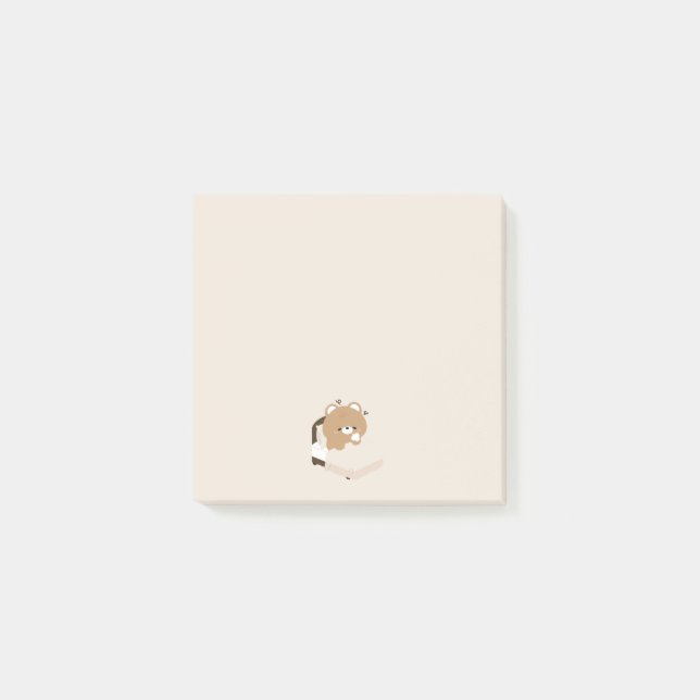 Cute Tired Brown Bear Post-it Notes (Front)