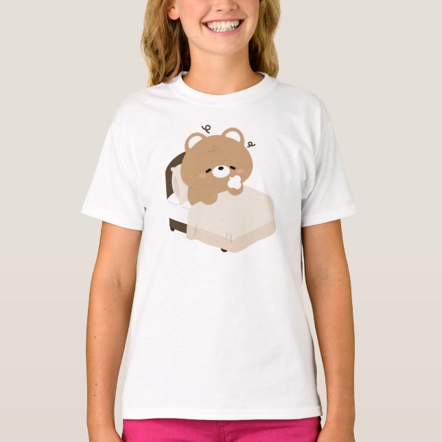 Cute Tired Brown Bear T-Shirt (Front)