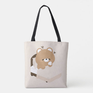 Cute Tired Brown Bear Tote Bag