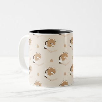 Cute Tired Brown Bear Two-Tone Coffee Mug