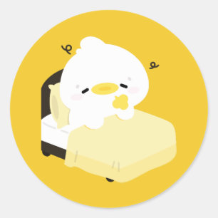 Cute Tired Duck Classic Round Sticker