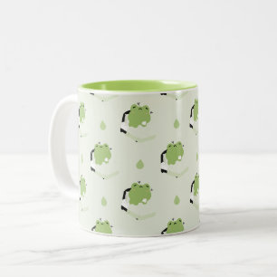 Cute Tired Frog  Two-Tone Coffee Mug