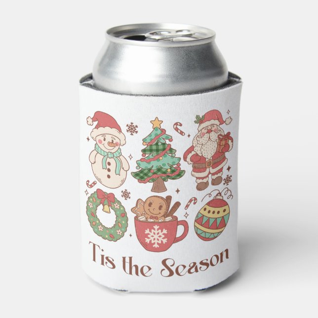 Cute Tis the Season Christmas Can Cooler (Can Front)