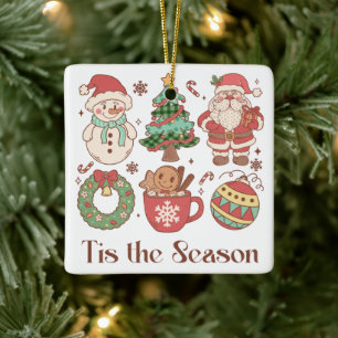 Cute Tis the Season Christmas Ceramic Ornament